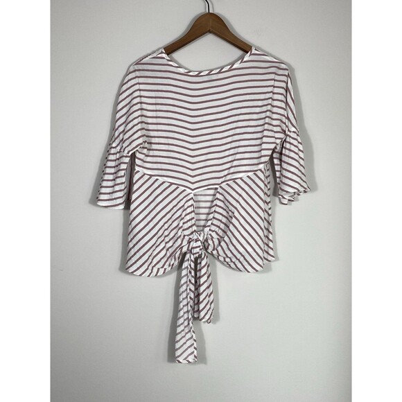 Express Bell Sleeve Striped Tie-Front Blouse Size Small - Picture 2 of 7